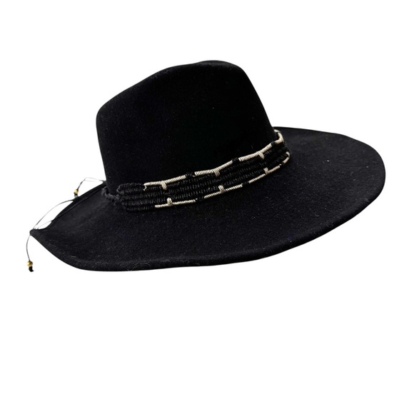 NWT Nikki Beach Wool Fedora Hat Western Boho Black UPF 50+ One Size main image 6
